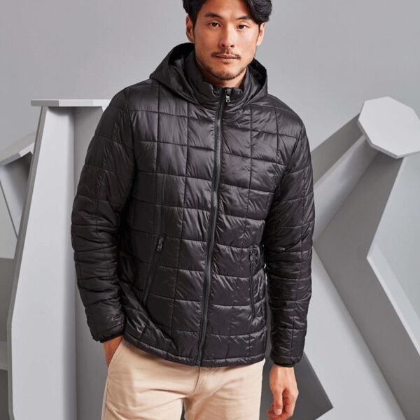 BOX QUILT HOODED JACKET Thumbnail