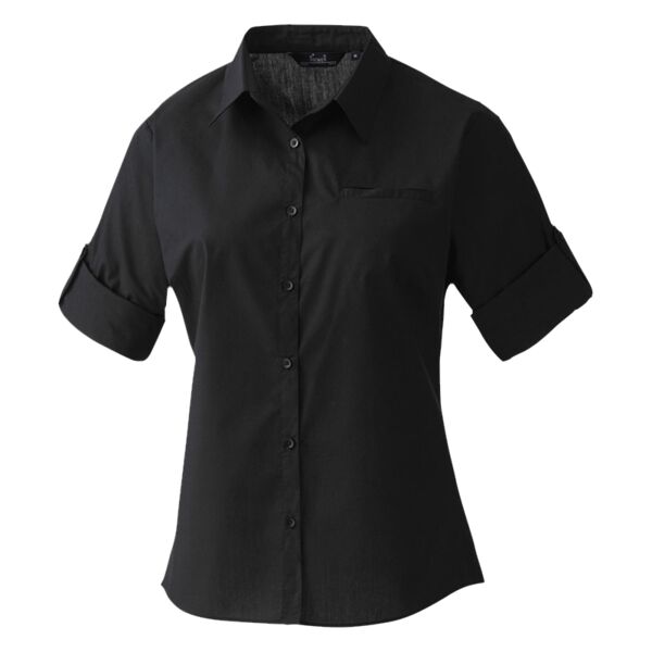 Premier Ladies Roll Sleeve Poplin Blouse Thumbnail