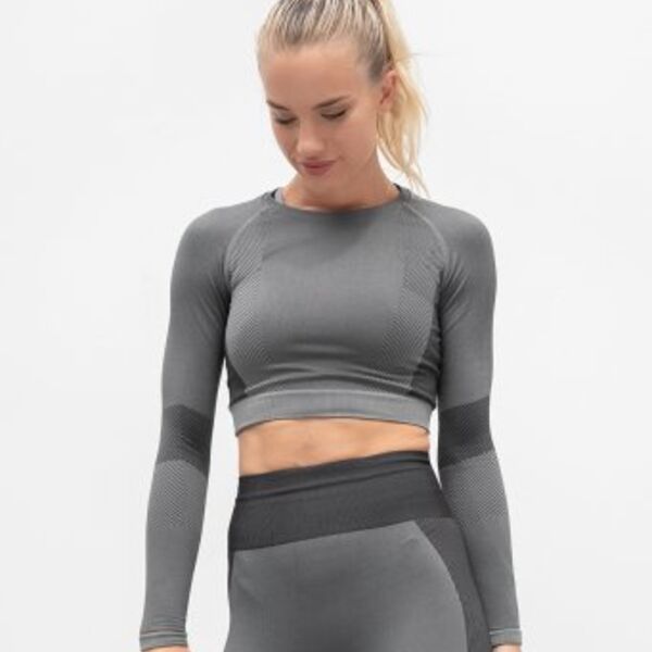 Tombo Ladies Seamless Panelled Long Sleeve Crop Top Thumbnail