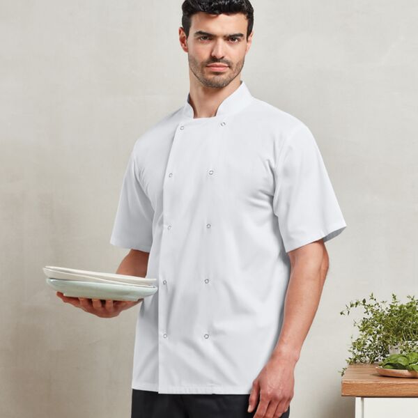 Copy of Premier Unisex Short Sleeve Stud Front Chef's Jacket Thumbnail
