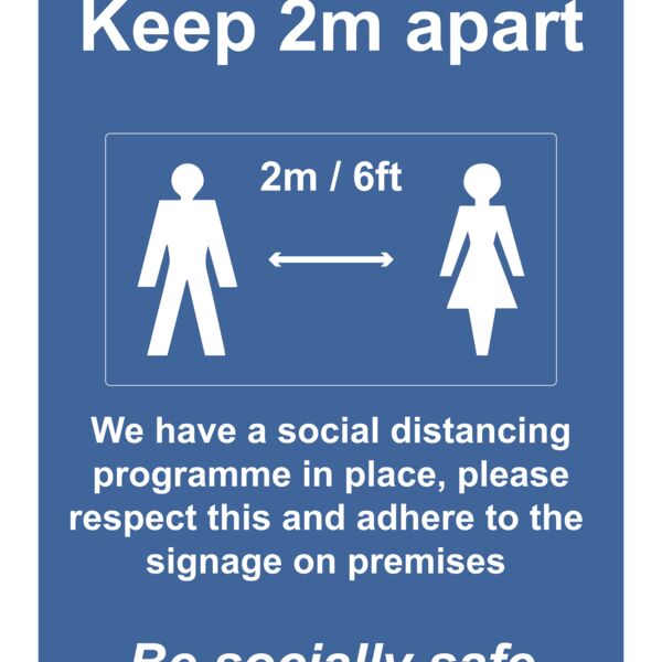 Keep 2m apart Rigid signage 600mm x 800mm Thumbnail